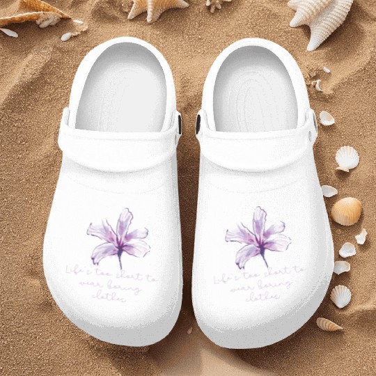 Purple Lily Flower surprise with quote Nurse Clogs
