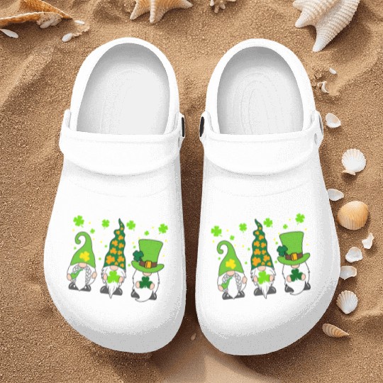 St Patrick'S Day Three Gnomes Shamrock Irish Nurse Clogs