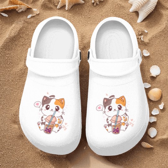 Cat Boba Tea Bubble Tea Kawaii Anime Japanese Nurse Clogs