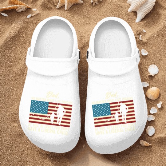 Dad Throws At You Liberal Child USA Flag Nurse Clogs