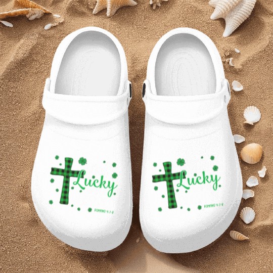 Not Lucky ly Blessed Cross Christian St Patric Day Nurse Clogs