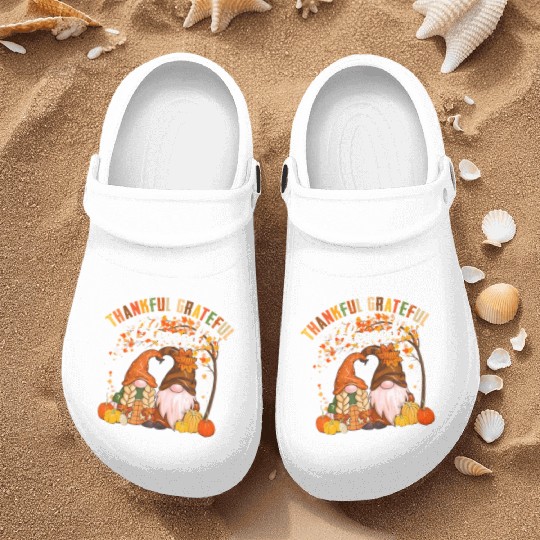 Thankful Grateful Blessed Gnomes Fall Autumn Nurse Clogs