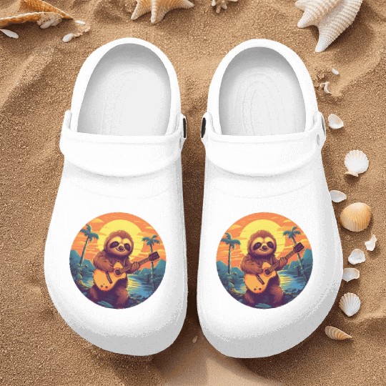 Sloth Guitar Sunset Nurse Clogs