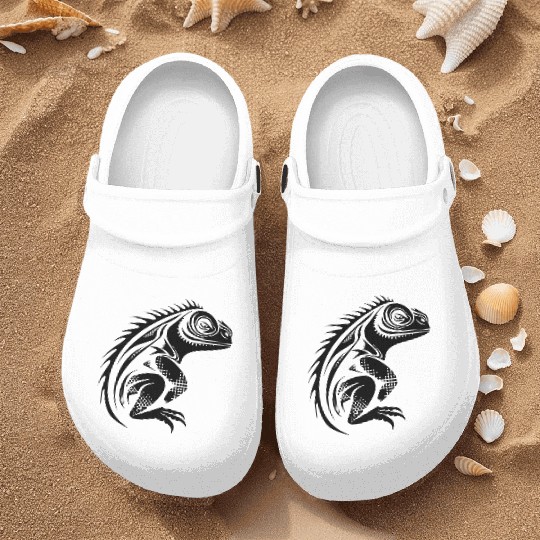 Black Lizard Vector Art Nurse Clogs