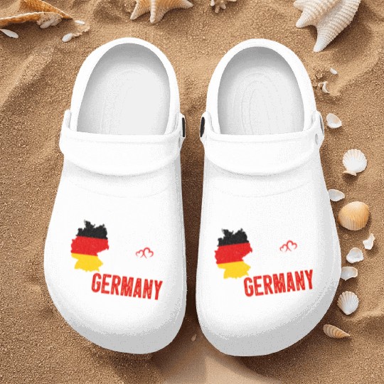 Germany Flag Map Heartbeat For German Pride Nurse Clogs
