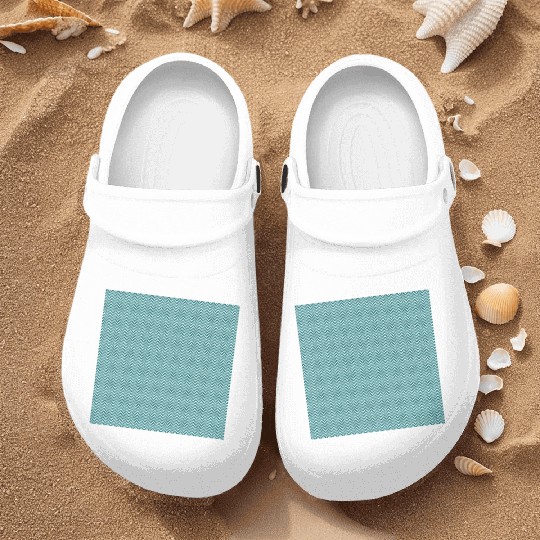 Retro Teal Chevron Pattern Nurse Clogs
