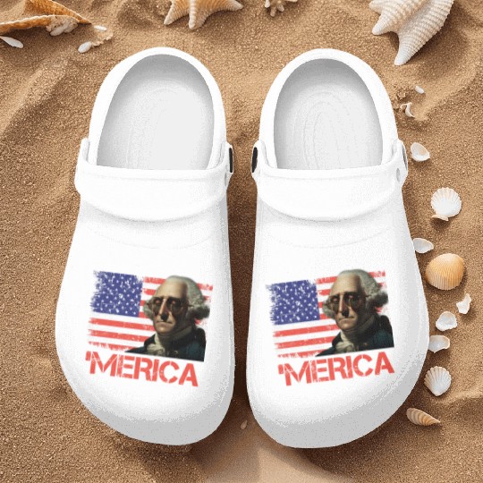 Merica George Washington Independence Day USA Nurse Clogs