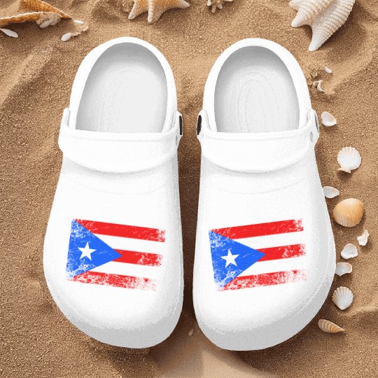 Puerto Rico National Flag Nurse Clogs