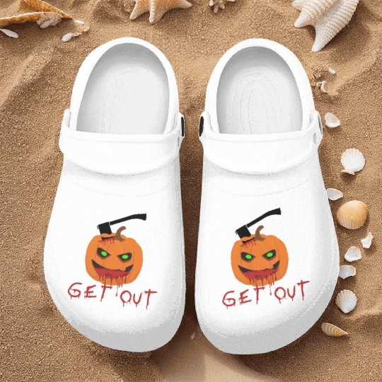 Halloween Pumpkin Get Out Nurse Clogs