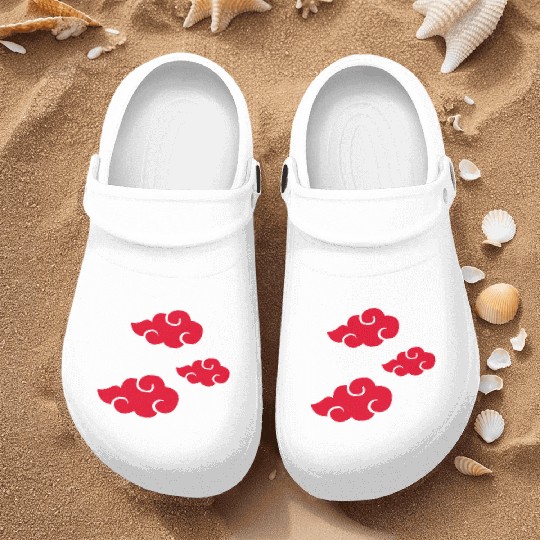 Ninja Red Clouds Anime Nurse Clogs