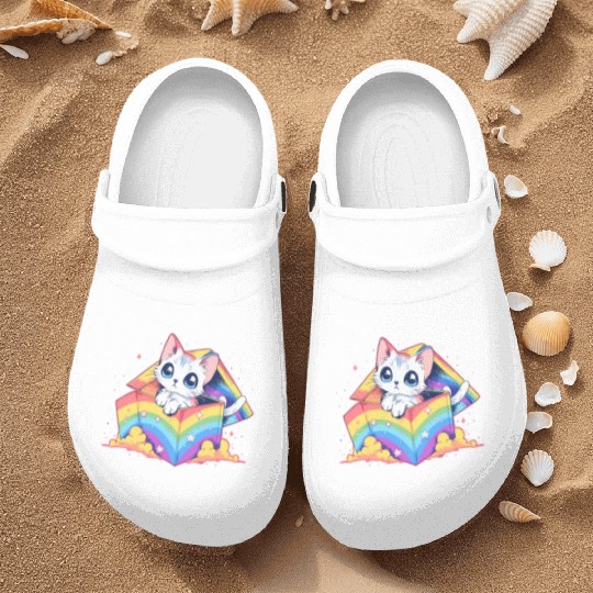 Cool Rainbow Cat Pride Transgender LGBT Community Nurse Clogs