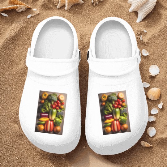 Fresh vegetable logo design in Nurse Clogs cloths
