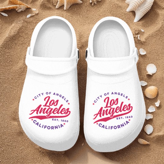 Los Angeles City Of Angels California Red Text Nurse Clogs