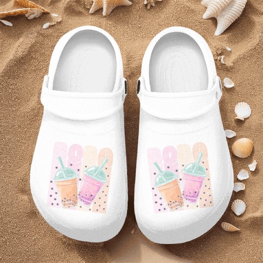 Boba Tea Design Bubbles Bubble Tea Retro Boba Nurse Clogs