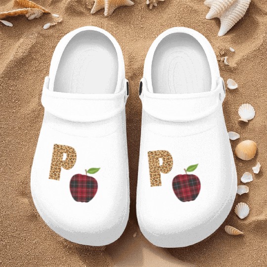 P Is For Pre K Teacher Leopard Buffalo Plaid T Nurse Clogs