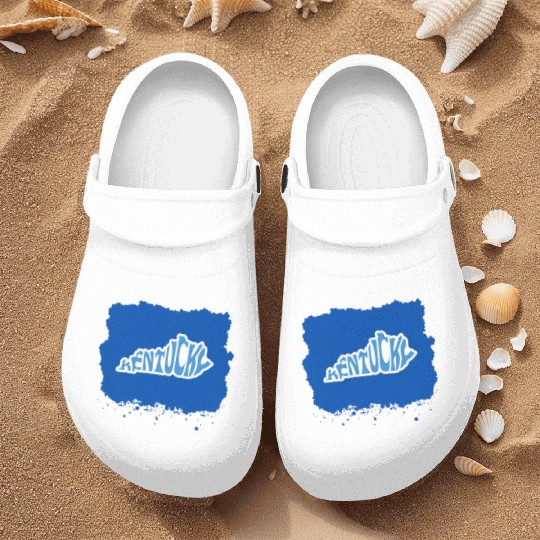 Kentucky Typography Sticker in State Shape Nurse Clogs