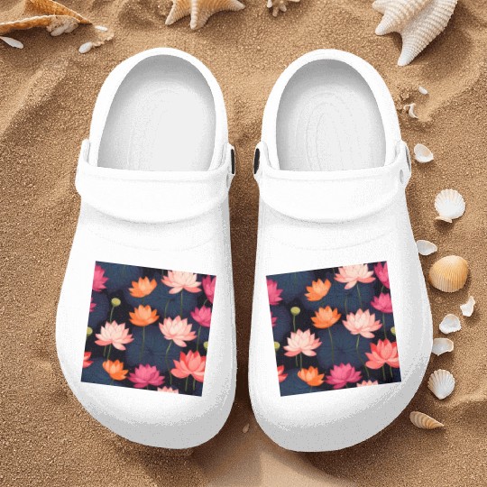 Serenity Blooms: Timeless Lotus Pattern Nurse Clogs