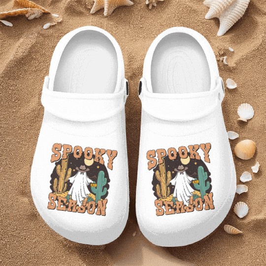 Spooky Season Western Ghost Halloween Nurse Clogs