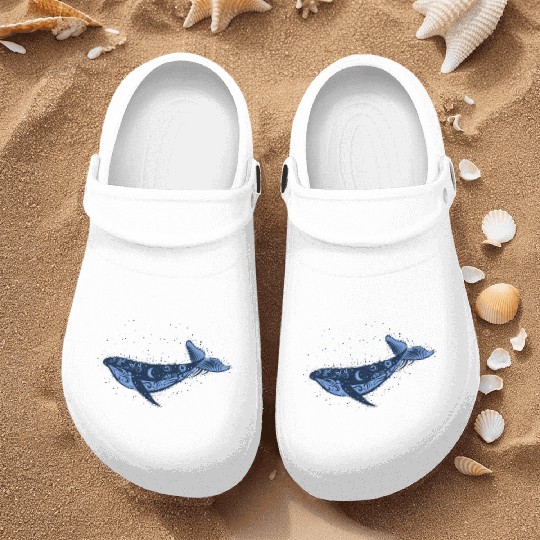 Blue Whale and Stars Nurse Clogs