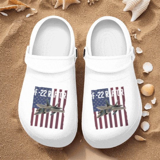 F 22 Raptor Aircraft USA Flag Nurse Clogs