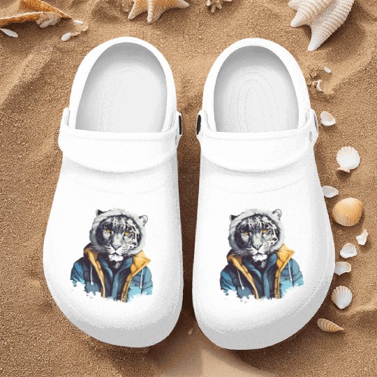 Street Style Snow Leopard | Leopard Lovers Nurse Clogs