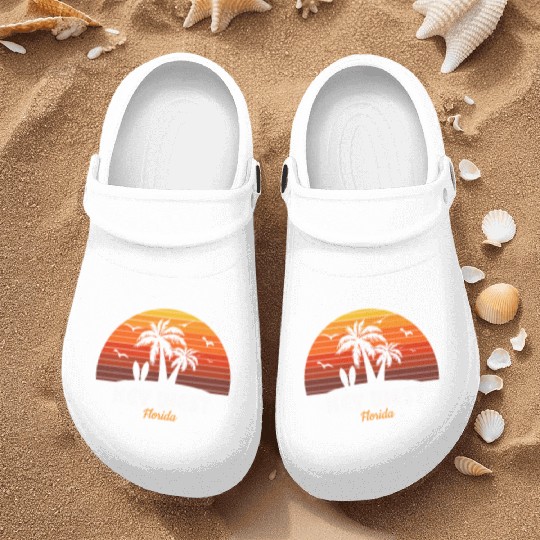 Retro Key West Florida Sunset Cool Vintage Nurse Clogs
