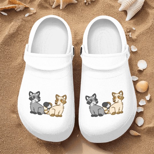 Raccoon Friends In Blue Nurse Clogs