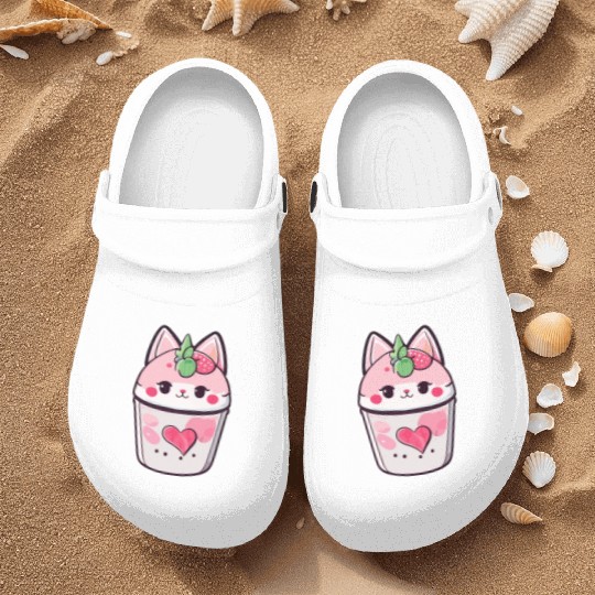 Cat Strawberry Milk Shake Kawaii Nurse Clogs