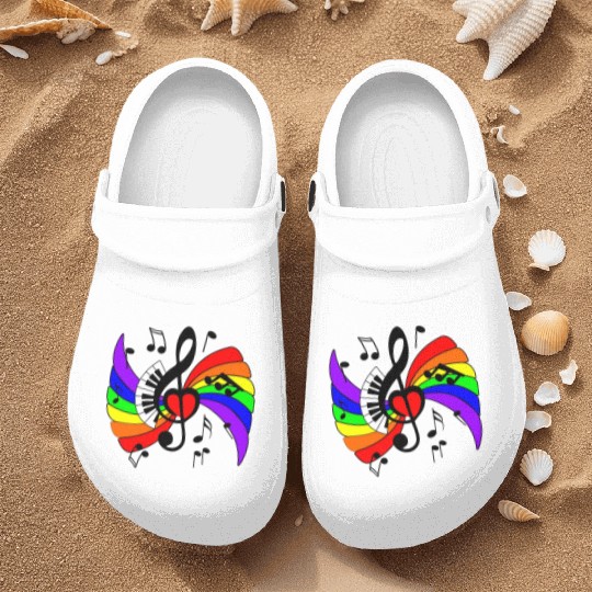 Piano music key with rainbow Nurse Clogs