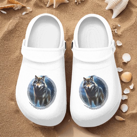 Wolf in the moonlight Nurse Clogs