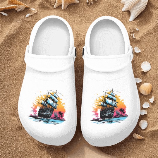 90s Ship On The Sea Nurse Clogs