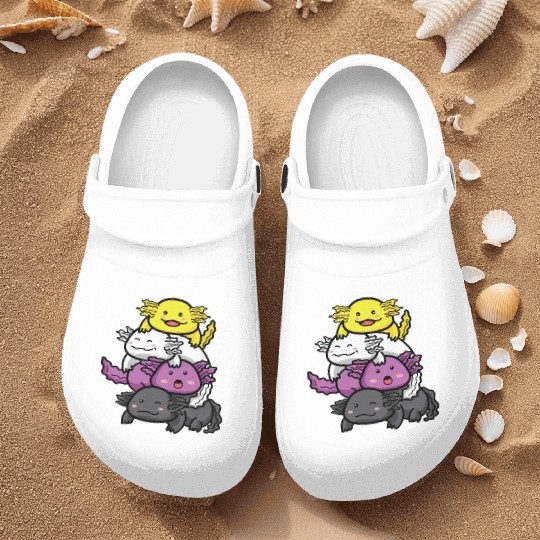 Axolotl Nonbinary Flag Kawaii Nurse Clogs
