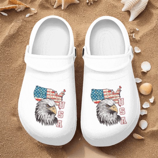 gift idea bald eagle american flag Nurse Clogs
