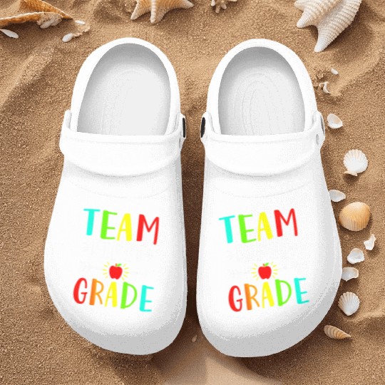 Team First Grade Student Teacher Team Funny Back Nurse Clogs
