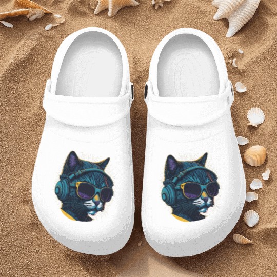 Cool Sunglasses Headphone Galaxy Cat Nurse Clogs