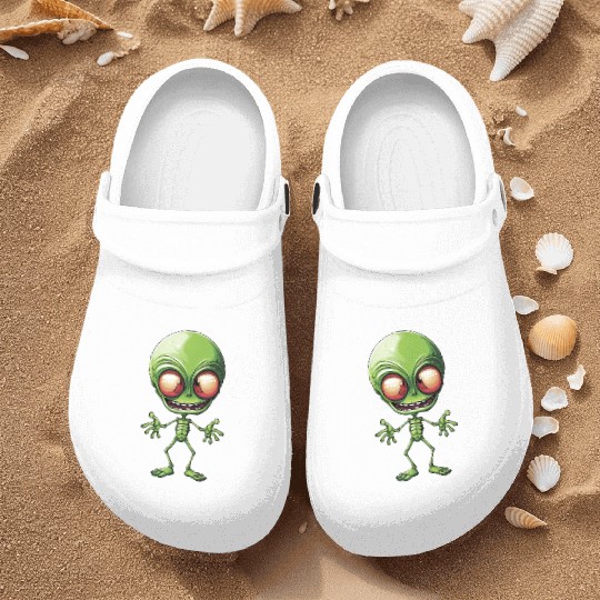 Green Alien: Giant Head from Outer Space Nurse Clogs