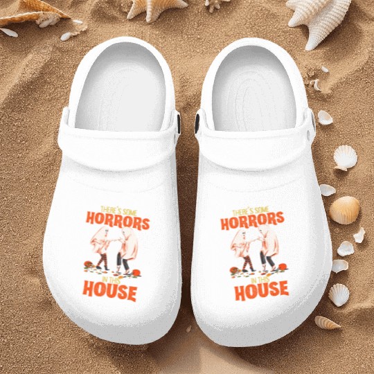 There's Some Horrors In This House Funny Halloween Nurse Clogs