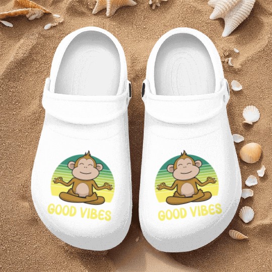 Meditating Monkey Retro Sunset Nurse Clogs