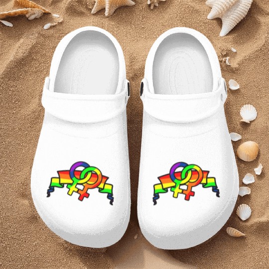Gender lesbians in rainbow colors Nurse Clogs