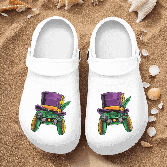 Video Games Controller Mardi Gras Nurse Clogs