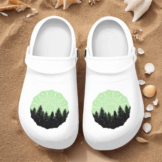 Green Forest Mandala Pacific Northwest Nurse Clogs