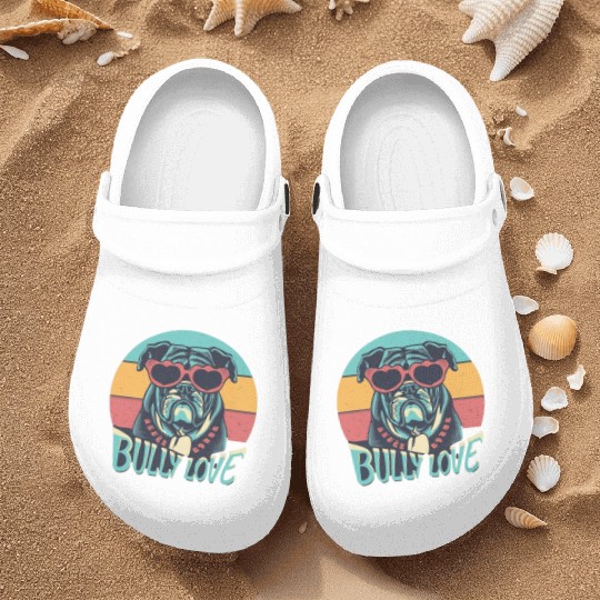Dog Love Bully Retro Nurse Clogs Dog owner Bully lover