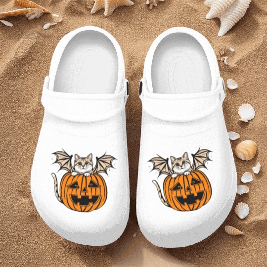 Cute Creepy Cat With Bat Wings Funny Halloween Nurse Clogs