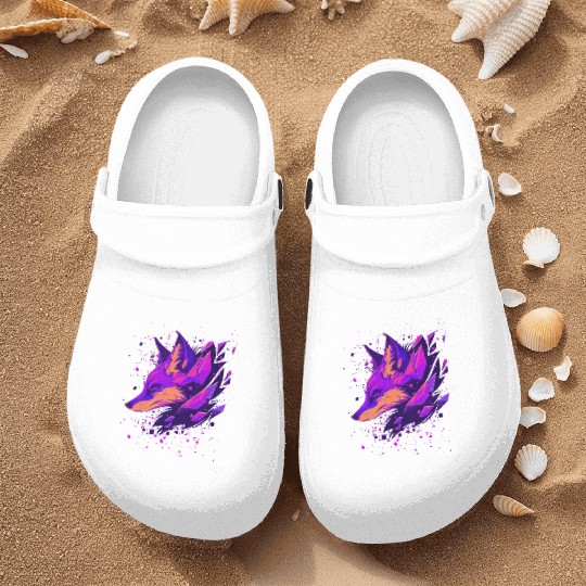 Vibrant Fantasy Fox Nurse Clogs