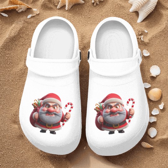 Crazy Santa with Candy Canes Nurse Clogs