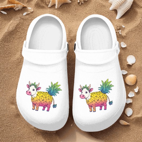 Cow in pineapple costume - Fruity joy Nurse Clogs