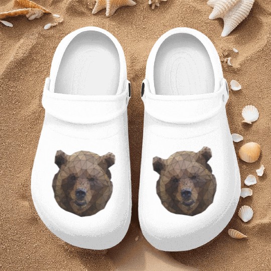 Polygonal brown bear triangular shape low poly art Nurse Clogs
