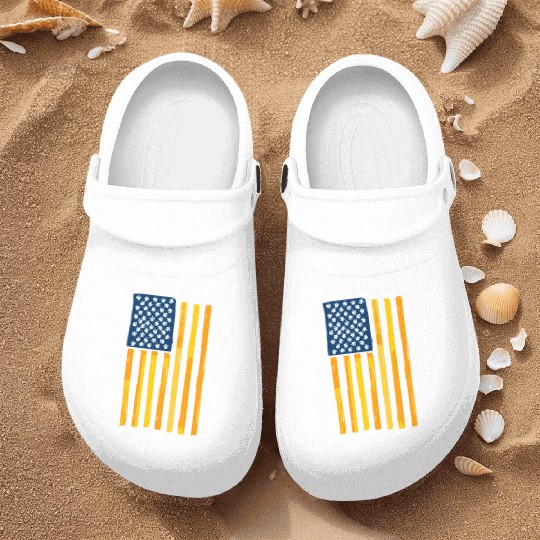 Usa Flag Yellow Nurse Clogs
