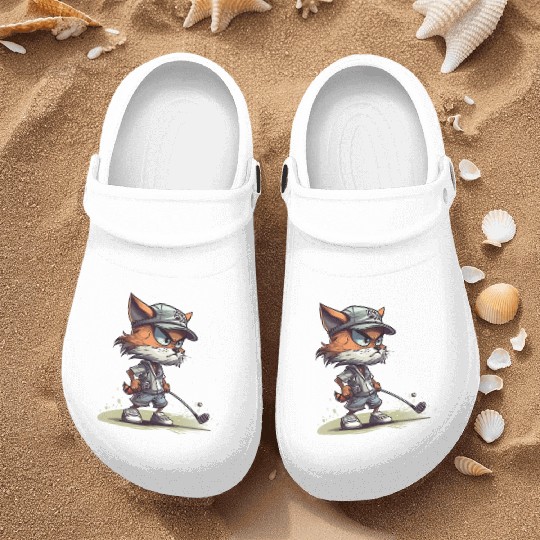 Cat Playing Golf Golfer Golfing Cat Lover Nurse Clogs