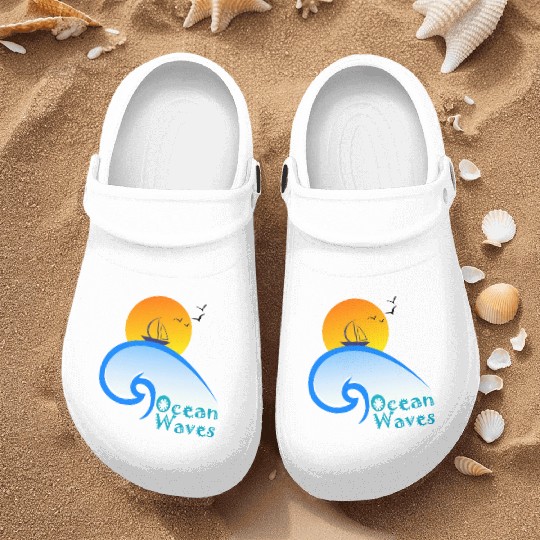 Minimalist Nature Ocean Waves Nurse Clogs